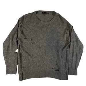 Skull Cashmere 70% Wool Distressed‎ w Holes Sweater Size S Grey